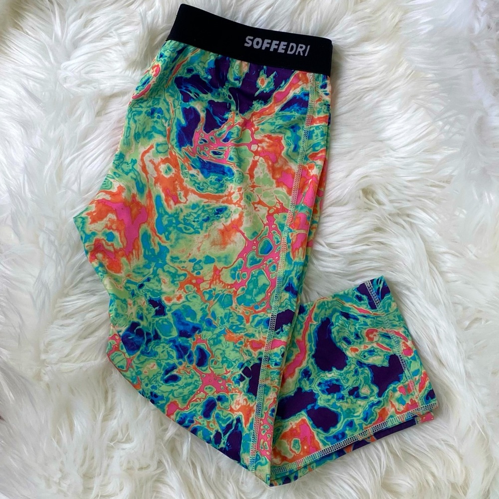 Soffe Dri 💗💚 crop sport leggings multi color pattern. XS/S excellent condition